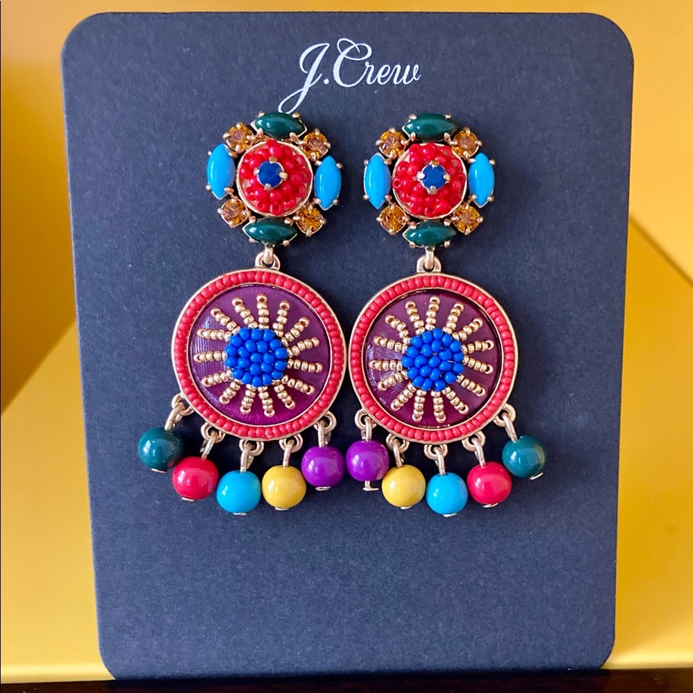 J CREW Multicolor Beaded Drop Earrings